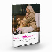 Eenvoudig script Best Nana Ever Heet Roze Fotoblokken (Links)