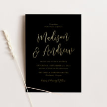 Eenvoudig Script Black en Gold Wedding