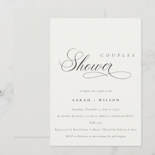 Eenvoudig Script Black White Couples Shower uitnod Bedankkaart (Voorkant / Achterkant)
