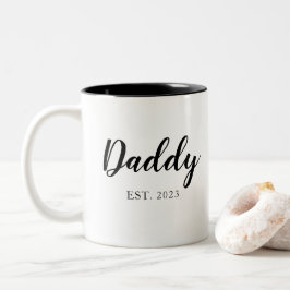 Eenvoudig script: Black White EST Fathers Day Tweekleurige Koffiemok