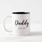 Eenvoudig script: Black White EST Fathers Day Tweekleurige Koffiemok (Links)