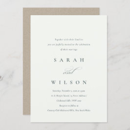 Eenvoudig script Black White Kraft Wedding Invite Bedankkaart