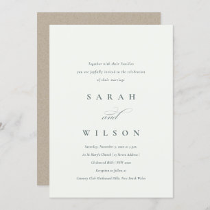 Eenvoudig script Black White Kraft Wedding Invite Bedankkaart
