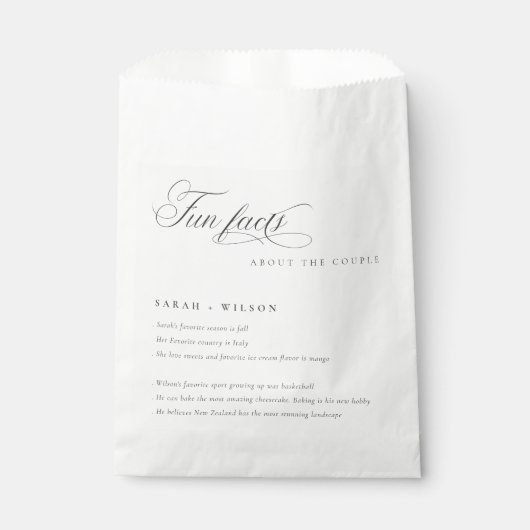 Eenvoudig Script Black White Weddenschap Facts Bedankzakje (Voorkant)