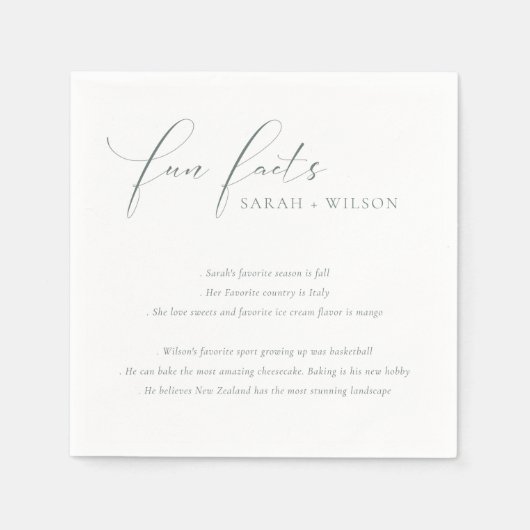 Eenvoudig Script Black White Weddenschap Facts Servet (Voorkant)