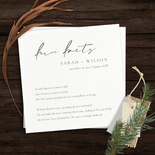 Eenvoudig Script Black White Weddenschap Facts Servet