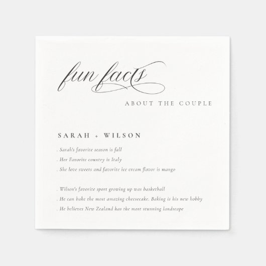 Eenvoudig Script Black White Weddenschap Facts Servet (Voorkant)