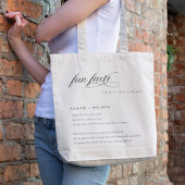 Eenvoudig Script Black White Weddenschap Facts Tote Bag