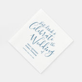 Eenvoudig script blauw op witte bruiloft servetten (Hoek)