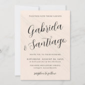 Eenvoudig script Blush Pink and White Wedding Kaart (Voorkant)
