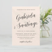 Eenvoudig script Blush Pink and White Wedding Kaart (Staand voorkant)