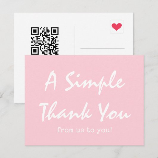 Eenvoudig Script Blush Roze Zakelijk Dank Je Briefkaart (Voorkant / Achterkant)