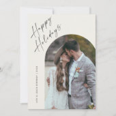 Eenvoudig script Boho Arch Happy Feestdagenkaart (Voorkant)