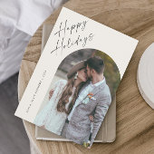 Eenvoudig script Boho Arch Happy Feestdagenkaart