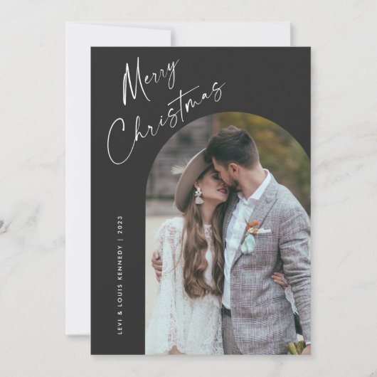 Eenvoudig script Boho Arch Kerstmis Feestdagenkaart (Voorkant)