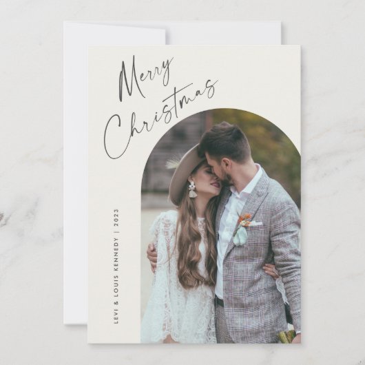 Eenvoudig script Boho Arch Kerstmis Feestdagenkaart (Voorkant)