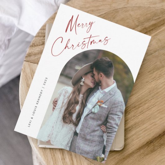 Eenvoudig script Boho Arch Kerstmis Feestdagenkaart