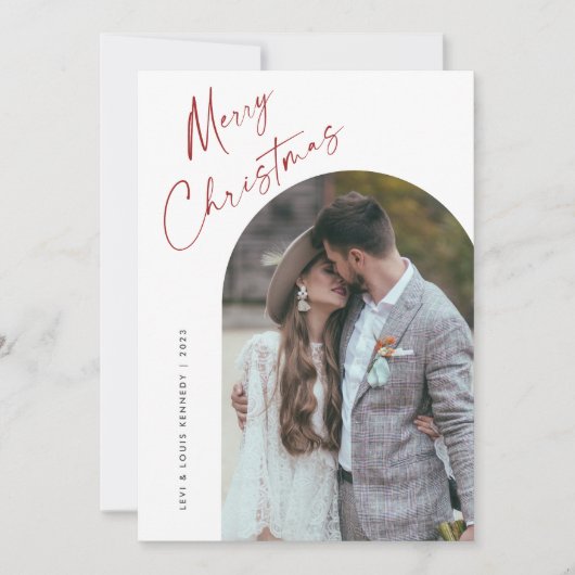 Eenvoudig script Boho Arch Kerstmis Feestdagenkaart (Voorkant)