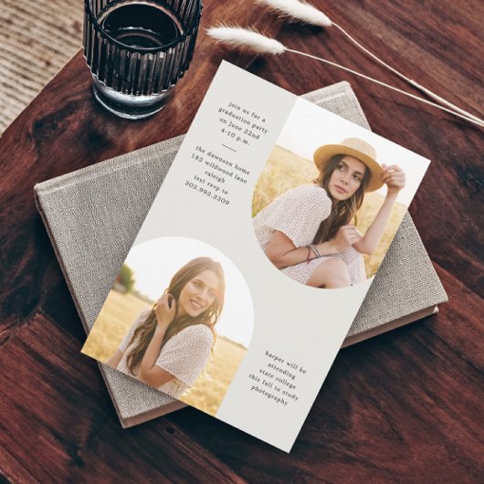 Eenvoudig Script Boho Arch Photo Afstuderen Kaart