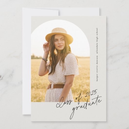 Eenvoudig Script Boho Arch Photo Afstuderen Kaart (Voorkant)
