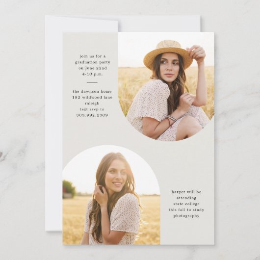 Eenvoudig Script Boho Arch Photo Afstuderen Kaart (Achterkant)