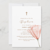 Eenvoudig script Boho Floral Gold Cross Doop Kaart (Voorkant)