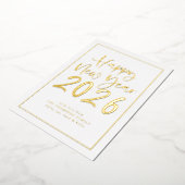 Eenvoudig Script Border Gelukkig Nieuwjaar 2026 Fo Folie Feestdagenkaart (Gedraaid)