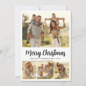 Eenvoudig Script Botanical 4 Multi Photo Christmas Feestdagenkaart (Voorkant)