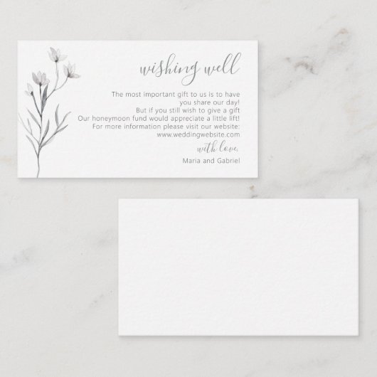 Eenvoudig script. Botanische bruiloft goed Informatiekaartje (Voorkant / Achterkant)