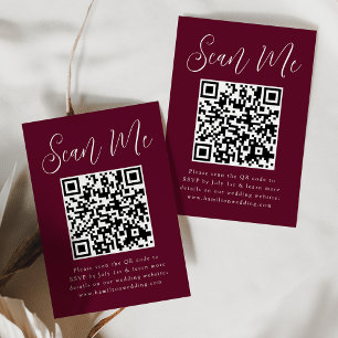 Eenvoudig Script Bourgondië QR-code Huwelijksreact Informatiekaartje