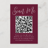 Eenvoudig Script Bourgondië QR-code Huwelijksreact Informatiekaartje (Voorkant)
