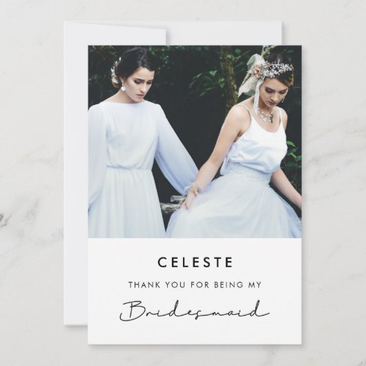 Eenvoudig script Bridesmaid bedankt je creditcard Kaart (Voorkant)