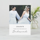 Eenvoudig script Bridesmaid bedankt je creditcard Kaart (Staand voorkant)