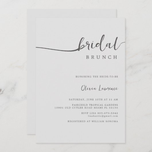 Eenvoudig Script Bruids Brunch Uitnodiging (Voorkant / Achterkant)