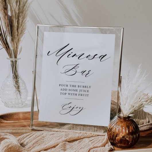 eenvoudig script bruidsshower mimosa bar bord poster