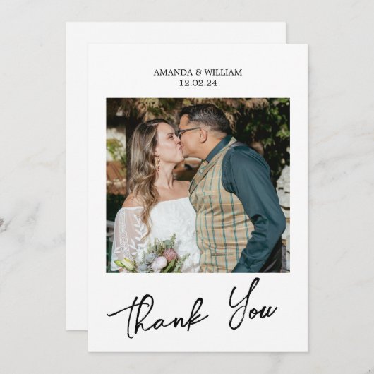 Eenvoudig script bruiloft bedankkaart (Voorkant / Achterkant)