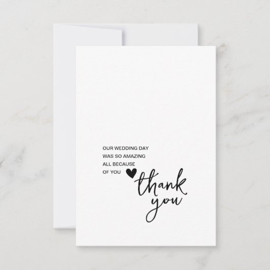 Eenvoudig script bruiloft bericht foto dank u kaar bedankkaart (Voorkant)