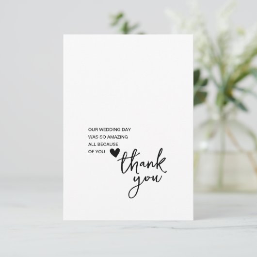 Eenvoudig script bruiloft bericht foto dank u kaar bedankkaart (Staand voorkant)