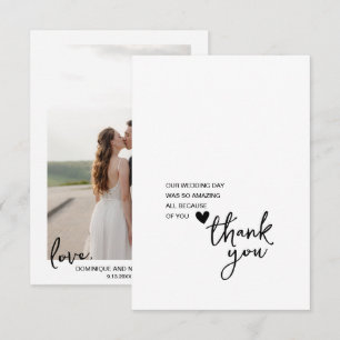 Eenvoudig script bruiloft bericht foto dank u kaar bedankkaart