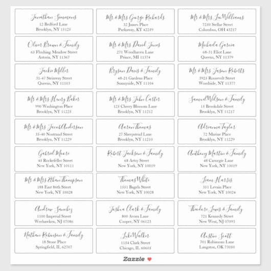 Eenvoudig script bruiloft gastadres sticker (Vel)