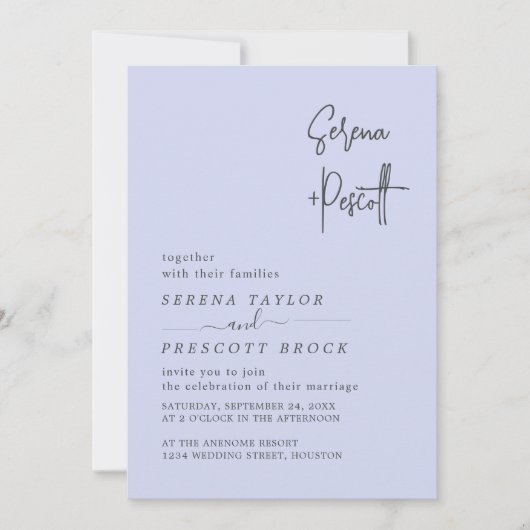 Eenvoudig script bruiloft kaart (Voorkant)