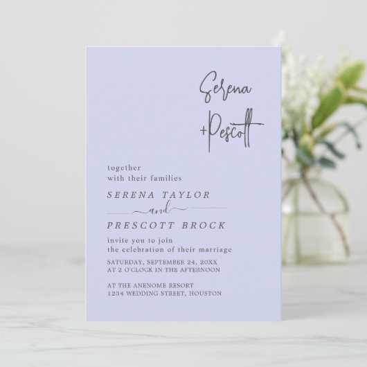 Eenvoudig script bruiloft kaart (Staand voorkant)