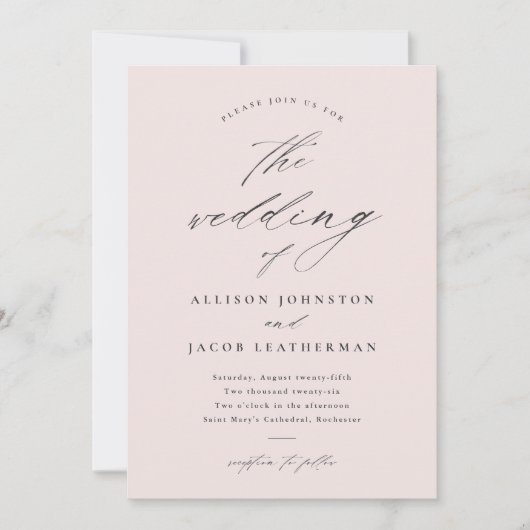 Eenvoudig script bruiloft kaart (Voorkant)