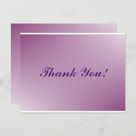 Eenvoudig script - bruiloft paars Dank je wel Briefkaart (Voorkant / Achterkant)