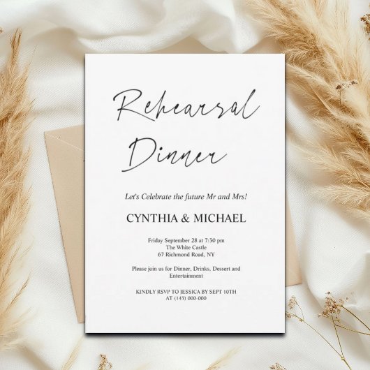 Eenvoudig script bruiloft repetitie diner kaart