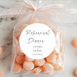 Eenvoudig script bruiloft repetitie diner ronde sticker