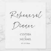 Eenvoudig script bruiloft repetitie diner wijn etiket (Enkel label)