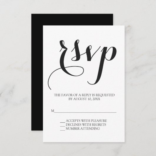 Eenvoudig script bruiloft RSVP (Voorkant / Achterkant)