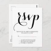 Eenvoudig script bruiloft RSVP Briefkaart (Voorkant / Achterkant)