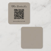 Eenvoudig script bruiloft RSVP Details QR Code Tau Informatiekaartje (Voorkant / Achterkant)